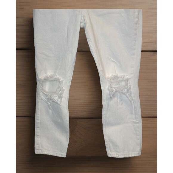 Womens Abercrombie & Fitch Curve Love The Mom High Rise White Cropped Jean SZ 25 - Picture 3 of 13